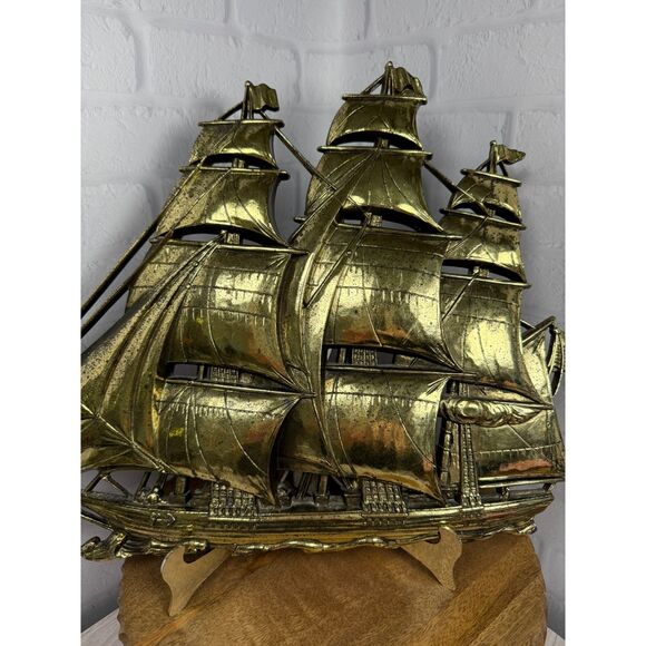 Other - VTG MCM Gold Boat Ship Wall Art Nautical Beach House Syroco 1962 Mid Century